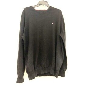Tommy Hilfiger  Sweater Mens Crew Neck Shirt XL Black Longsleeve Extra Large